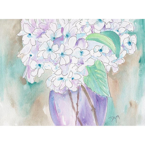 White Hydrangea Black Modern Wood Framed Art Print with Double Matting by Dyer, Beverly