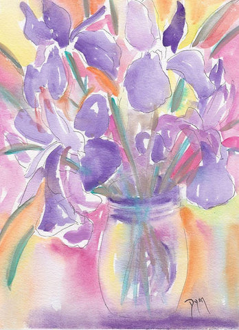 Dutch Iris Black Ornate Wood Framed Art Print with Double Matting by Dyer, Beverly