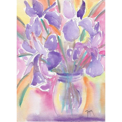 Dutch Iris Gold Ornate Wood Framed Art Print with Double Matting by Dyer, Beverly