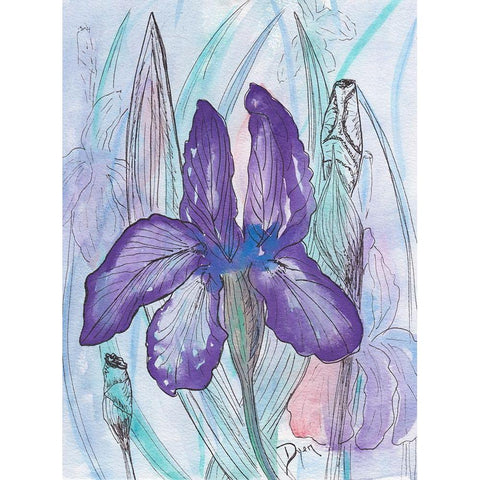 Violet Iris Black Modern Wood Framed Art Print by Dyer, Beverly