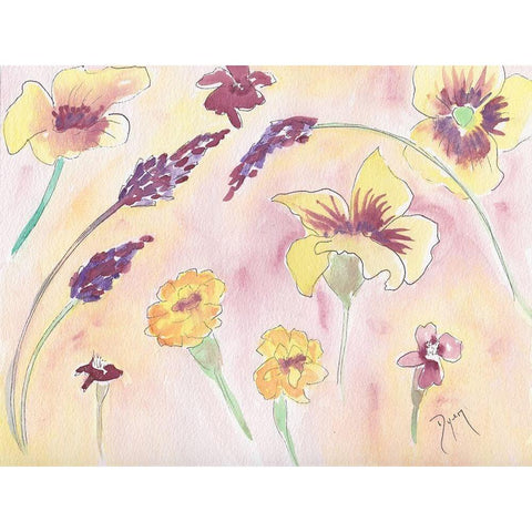 Graceful Blossoms Black Modern Wood Framed Art Print by Dyer, Beverly