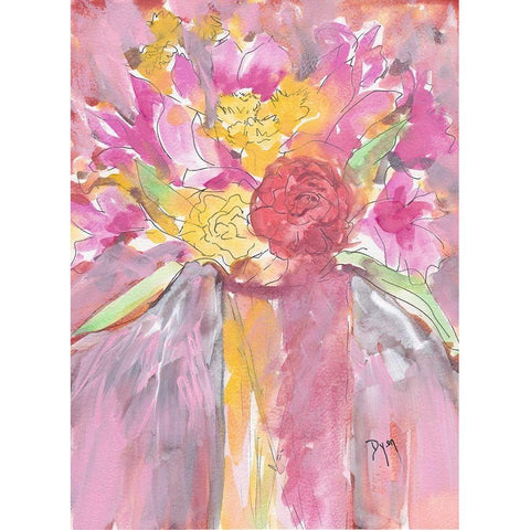 Sunny Posey Gold Ornate Wood Framed Art Print with Double Matting by Dyer, Beverly