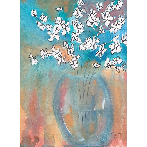 White Posey White Modern Wood Framed Art Print by Dyer, Beverly