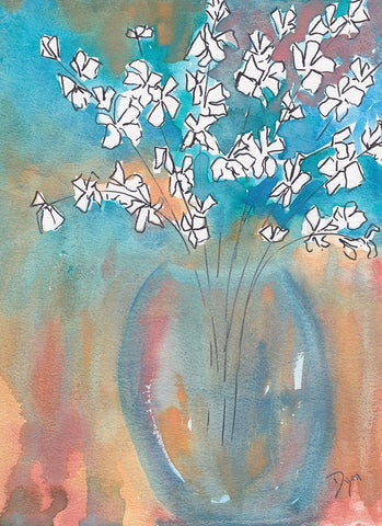 White Posey White Modern Wood Framed Art Print with Double Matting by Dyer, Beverly