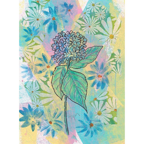 Botanical Boho Hydrangea Black Modern Wood Framed Art Print by Dyer, Beverly