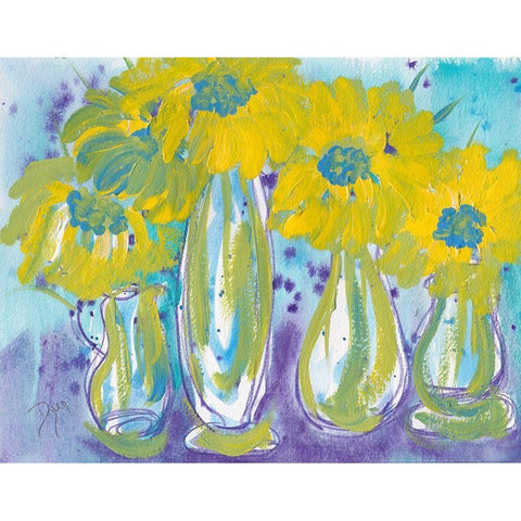 Sunflower Black Modern Wood Framed Art Print with Double Matting by Dyer, Beverly