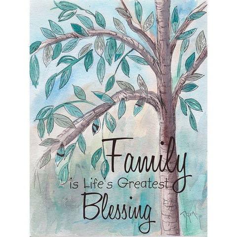 Family Tree 1 Black Modern Wood Framed Art Print with Double Matting by Dyer, Beverly