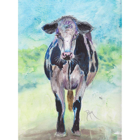 Mapleview Cow White Modern Wood Framed Art Print by Dyer, Beverly