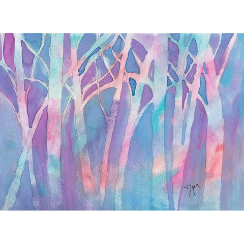Stained Glass Trees White Modern Wood Framed Art Print by Dyer, Beverly