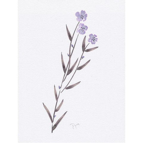 Lavender Wildflowers III Gold Ornate Wood Framed Art Print with Double Matting by Dyer, Beverly