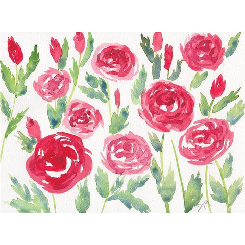 Decorative Roses White Modern Wood Framed Art Print by Dyer, Beverly