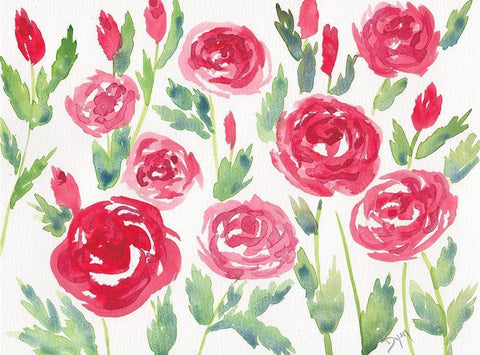 Decorative Roses White Modern Wood Framed Art Print with Double Matting by Dyer, Beverly