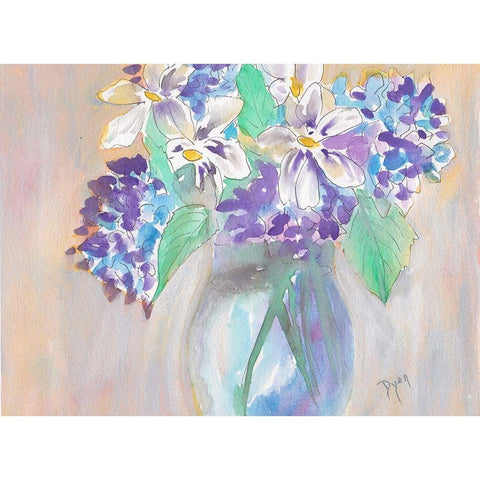 Gardenia and Hydrangea Black Modern Wood Framed Art Print by Dyer, Beverly