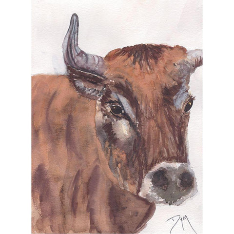 Fryer the Ox Black Modern Wood Framed Art Print with Double Matting by Dyer, Beverly