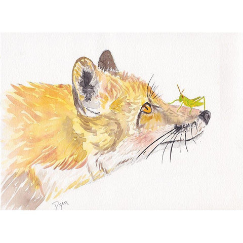Golden Fox Play White Modern Wood Framed Art Print by Dyer, Beverly