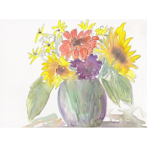 Sunny Bouquet White Modern Wood Framed Art Print by Dyer, Beverly
