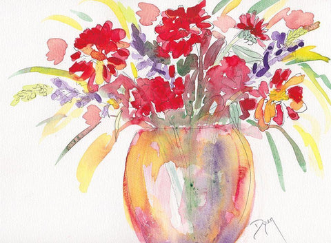 Summer Bouquet White Modern Wood Framed Art Print with Double Matting by Dyer, Beverly