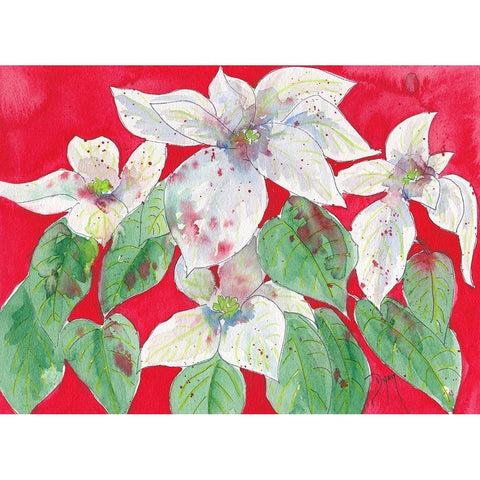 Poinsettias Gold Ornate Wood Framed Art Print with Double Matting by Dyer, Beverly