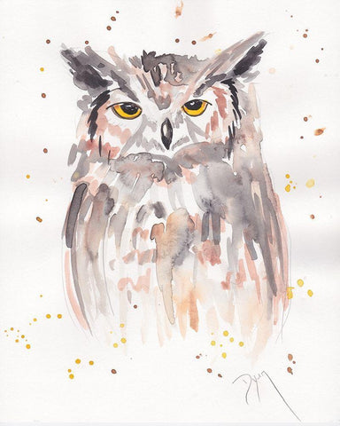 Great-Horned Owl Black Ornate Wood Framed Art Print with Double Matting by Dyer, Beverly