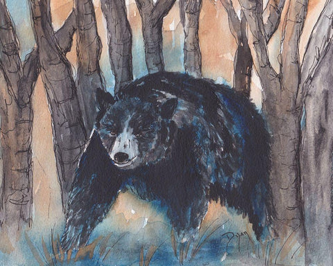 Momma Bear Black Ornate Wood Framed Art Print with Double Matting by Dyer, Beverly