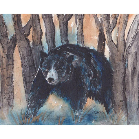 Momma Bear Black Modern Wood Framed Art Print by Dyer, Beverly