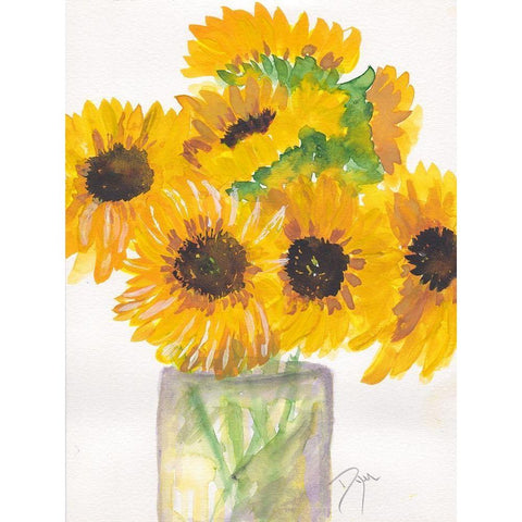 Sunflower Bouquet Black Modern Wood Framed Art Print with Double Matting by Dyer, Beverly