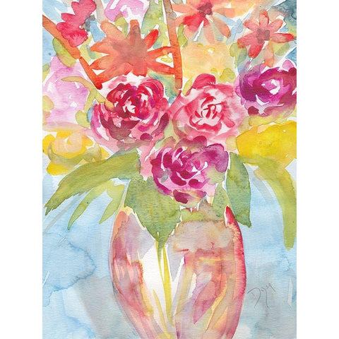 Florals Fresh Vase 1 White Modern Wood Framed Art Print by Dyer, Beverly