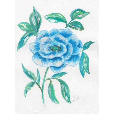 Floral Blue 1 White Modern Wood Framed Art Print by Dyer, Beverly