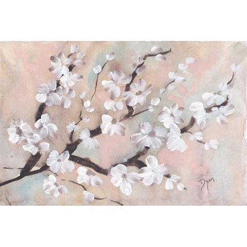 Tree Blossom Branch Gold Ornate Wood Framed Art Print with Double Matting by Dyer, Beverly