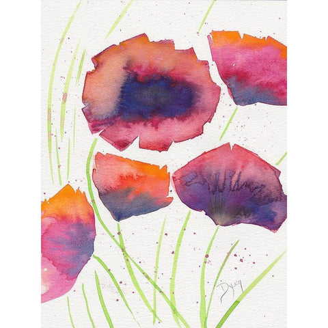 Poppies July Black Modern Wood Framed Art Print with Double Matting by Dyer, Beverly