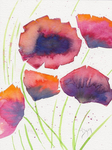 Poppies July Black Ornate Wood Framed Art Print with Double Matting by Dyer, Beverly