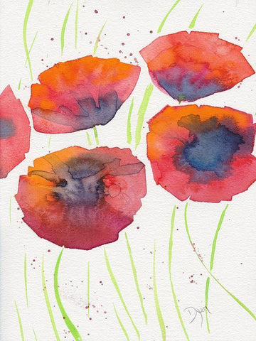 Poppies July 2 White Modern Wood Framed Art Print with Double Matting by Dyer, Beverly
