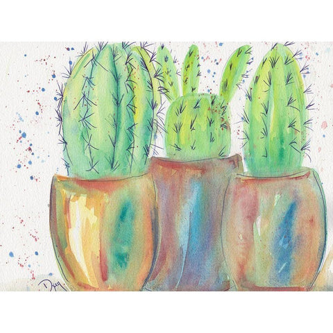 Cactus Party Black Modern Wood Framed Art Print with Double Matting by Dyer, Beverly