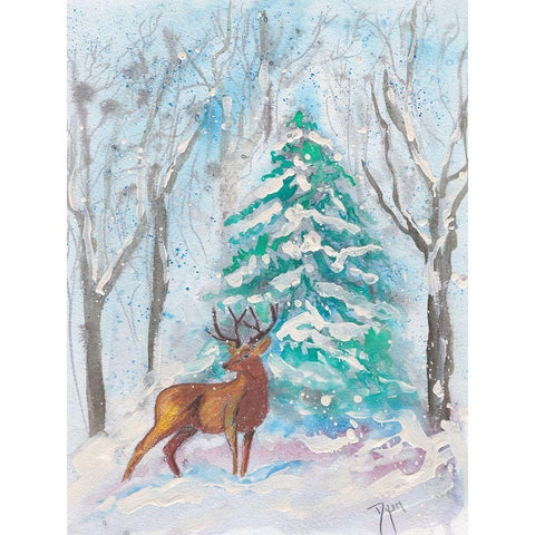 Holiday Deer Black Modern Wood Framed Art Print by Dyer, Beverly
