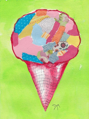 Ice Cream Cone White Modern Wood Framed Art Print with Double Matting by Dyer, Beverly