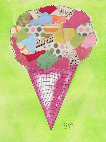 Ice Cream Cone 2 White Modern Wood Framed Art Print with Double Matting by Dyer, Beverly