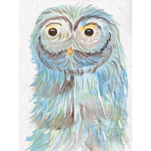 Mrs Owl White Modern Wood Framed Art Print by Dyer, Beverly