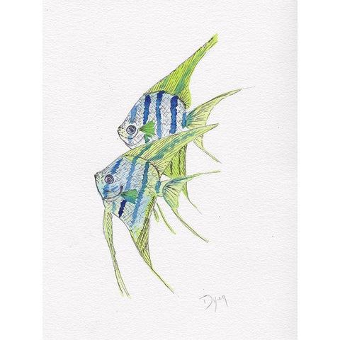 Fish Angel Black Modern Wood Framed Art Print by Dyer, Beverly