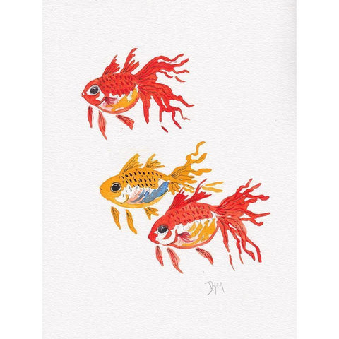 Fish Gold Black Modern Wood Framed Art Print by Dyer, Beverly