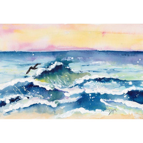 Ocean Waves Black Modern Wood Framed Art Print with Double Matting by Dyer, Beverly