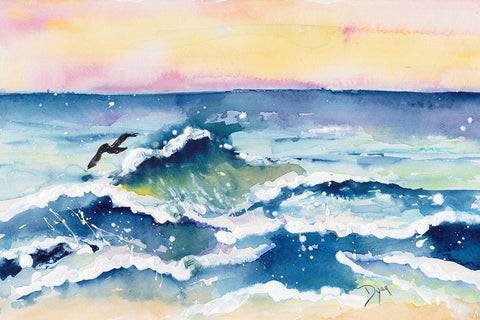 Ocean Waves White Modern Wood Framed Art Print with Double Matting by Dyer, Beverly