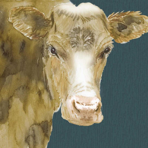 Hogans Brown Cow White Modern Wood Framed Art Print with Double Matting by Dyer, Beverly