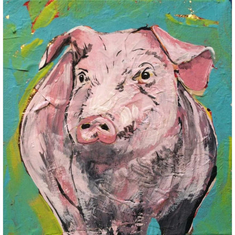 Pig Moment Black Modern Wood Framed Art Print with Double Matting by Dyer, Beverly