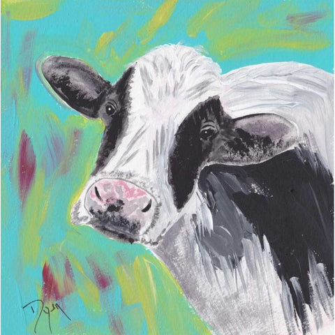 Farm Life Cow Black Modern Wood Framed Art Print with Double Matting by Dyer, Beverly