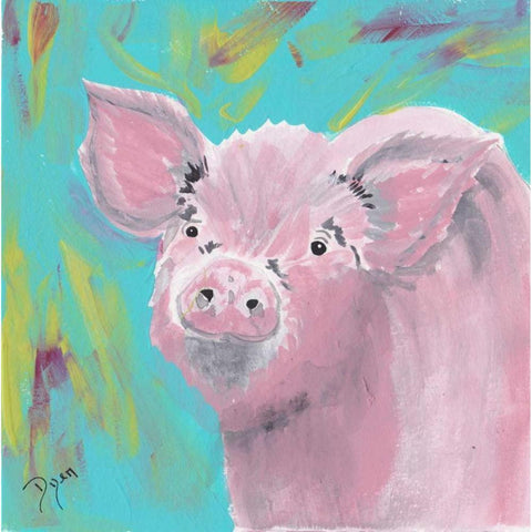 Farm Life Pig White Modern Wood Framed Art Print by Dyer, Beverly