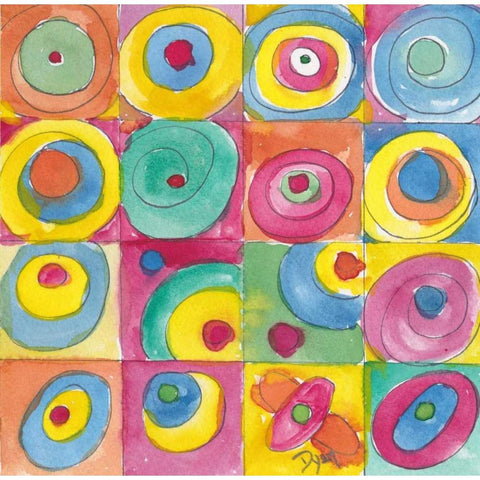 Circles Bright Black Modern Wood Framed Art Print by Dyer, Beverly