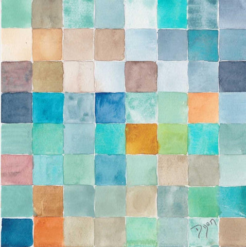 Color BLock Blue Story White Modern Wood Framed Art Print with Double Matting by Dyer, Beverly