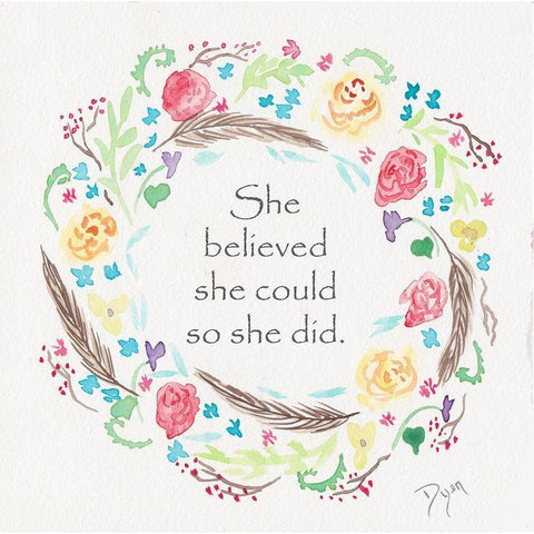 She Believed Wreath Black Modern Wood Framed Art Print by Dyer, Beverly