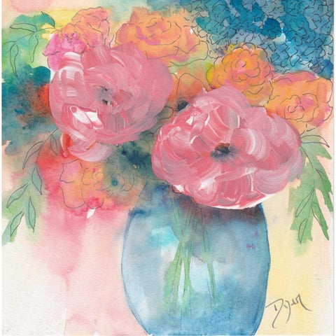 Summer Bouquet White Modern Wood Framed Art Print by Dyer, Beverly
