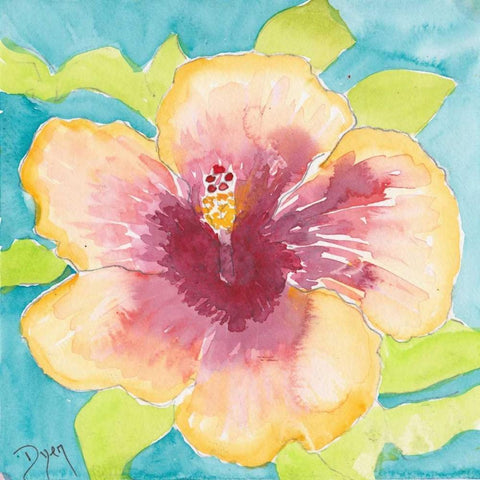 Sunset Hibiscus I Black Modern Wood Framed Art Print by Dyer, Beverly